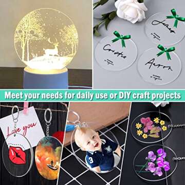 Acrylic Keychain Blanks, Audab 30PCS Bulk Acrylic Circles Clear Disc Ornaments Blanks with Hole for ...