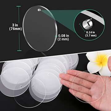 Acrylic Keychain Blanks, Audab 30PCS Bulk Acrylic Circles Clear Disc Ornaments Blanks with Hole for Vinyl, DIY Keychain and Craft Project (3 Inch, 30 Pcs)