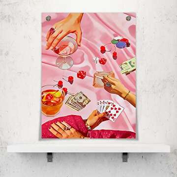 OAOPIC Vintage Pink Poker Playing Cards Posters for Room Decor Aesthetic Retro Funny Casino Gambling...