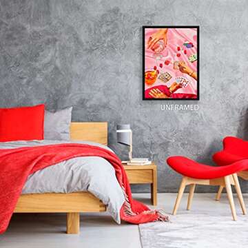 OAOPIC Vintage Pink Poker Playing Cards Posters for Room Decor Aesthetic Retro Funny Casino Gambling Dice Chips Canvas Wall Art Cool Funky Cocktail Alcohol Drinks Prints Paintings 12x16in Unframed