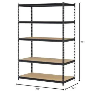 Edsal UR245AZ-BLK Steel Storage Rack - 5 Adjustable Shelves, 4000 lb. Capacity