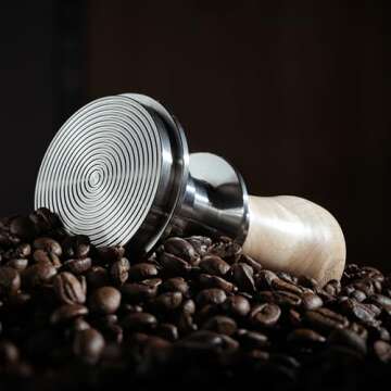 KNODOS Spring Loaded 54mm Espresso Tamper V2 Maple Handle, Auto-Leveling With Stainless Steel Ripple Base Premium Coffee Tamper Compatible With Breville