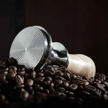 KNODOS Spring Loaded 54mm Espresso Tamper V2 Maple Handle, Auto-Leveling With Stainless Steel Ripple Base Premium Coffee Tamper Compatible With Breville