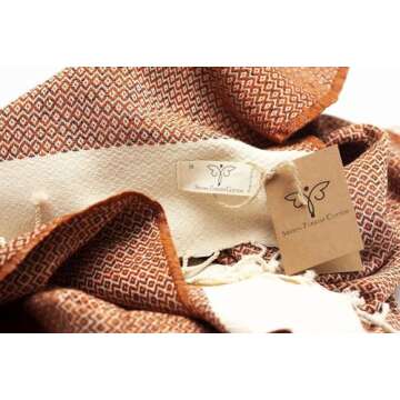 SMYRNA TURKISH COTTON Vintage Series Turkish Beach Towel Oversized, 37x71 inch, Extra Large Quick Dry Sand Free Beach Blanket, Lightweight Cotton Pool, Spa, Travel, Gym, Adult Bath Towel, Orange