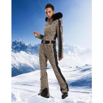 GSOU SNOW Women Ski Suit One Piece Snowsuit Snowboard Slim Insulated Jumpsuit Waterproof Windproof for Outdoor Sports