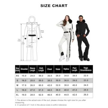 GSOU SNOW Women Ski Suit One Piece Snowsuit Snowboard Slim Insulated Jumpsuit Waterproof Windproof for Outdoor Sports