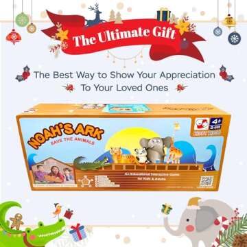 Noah's Ark Toy, Balancing Game Religious Stacking Educational Board Game with Animal Toy, 50 Animals