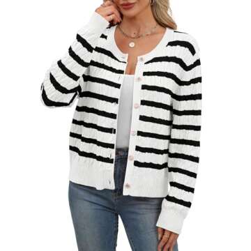 WIHOLL Women's Cable Knit Lightweight Cardigan Sweaters Long Sleeve Button Down 2025 Spring Fashion