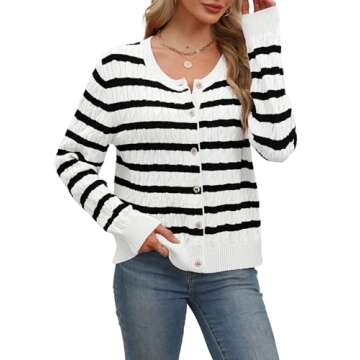 Elegant WIHOLL Women's Cable Knit Cardigan for Spring Fashion
