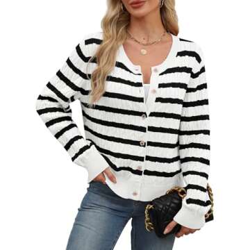 Elegant WIHOLL Women's Cable Knit Cardigan for Spring Fashion