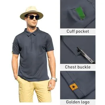 ZITY Mens Polo Shirt Short Sleeve Sports Tactical T-Shirt Athletic Golf Polos Daily Casual Stylish C...