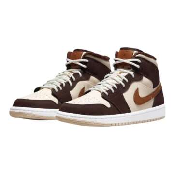 Nike Jordan Womens WMNS Air Jordan 1 MID SE DO6699 200 Cream Dark Chocolate - Size 8W