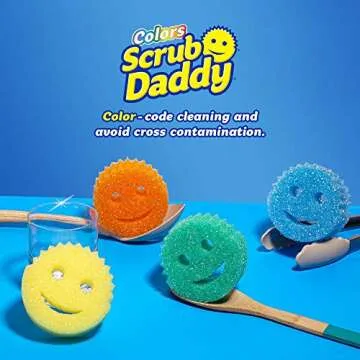 Scrub Daddy Colors - Color Code Cleaning, FlexTexture, Soft in Warm Water, Firm in Cold, Deep Cleani...