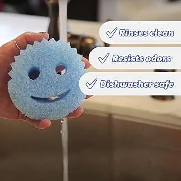Scrub Daddy Colors - Color Code Cleaning, FlexTexture, Soft in Warm Water, Firm in Cold, Deep Cleaning, Dishwasher Safe, Multi-use, Scratch Free, Odor Resistant, Functional, Ergonomic, 4ct Roll