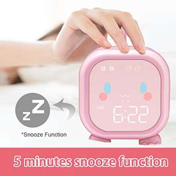 Kids Alarm Clock with Dinosaur - Digital Sleep Trainer, Night Light