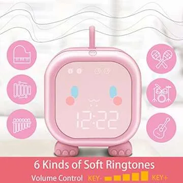 Kids Alarm Clock with Dinosaur - Digital Sleep Trainer, Night Light