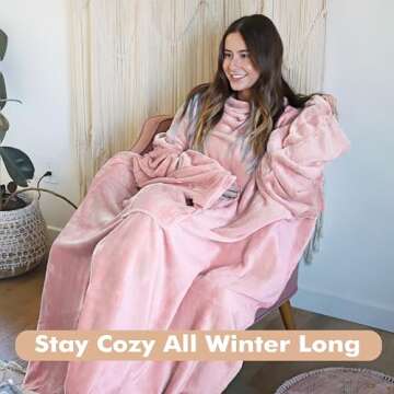 Tirrinia Wearable Blanket Adult, Cozy Snuggle Blanket with Sleeves, Ideal Gift for All Occasions