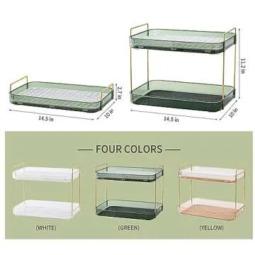 Coffee Bar Accessories,Coffee Station Organizers,Large Capacity Storage with Drain Board,Whisky Tray,Mug Tea Cup Holder Coffee Bar Organizer,Retro Green