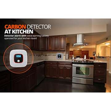 Carbon Monoxide Alarm Detector - with Digital LCD Display and Voice Warning Battery powered