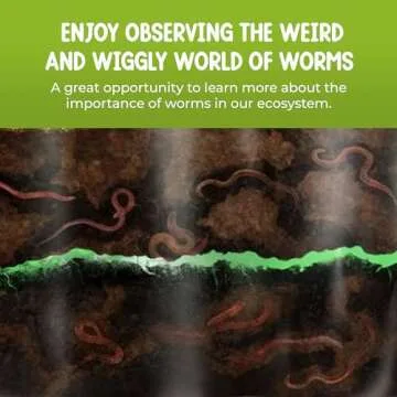 Nature Gift Store Worm Farm Observation Kit with Live Worms and Food Bundle