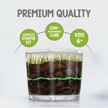 Nature Gift Store Worm Farm Observation Kit with Live Worms and Food Bundle