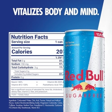 Red Bull Sugar Free Energy Drink with 114mg Caffeine plus Taurine & B Vitamins, 12 Fl Oz, Pack of 24...