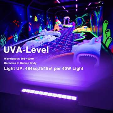 Atfoyer 3PCS 40W LED Black Light Bar, Black Lights for Glow Party, Blacklight with Plug &Switch, Eac...