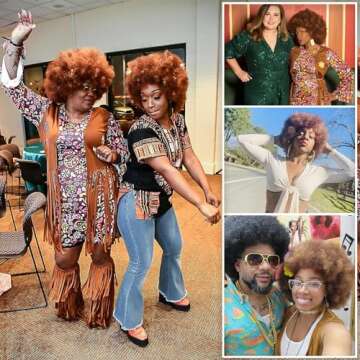 G&T Wig 70s Afro Puff Mixed Brown Wigs for Black Women Glueless Wear and Go Wig Natural Looking Fluf...