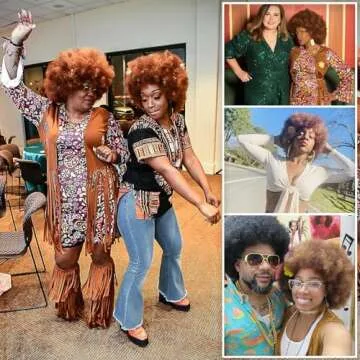 G&T Wig 70s Afro Puff Mixed Brown Wigs for Black Women Glueless Wear and Go Wig Natural Looking Fluf...