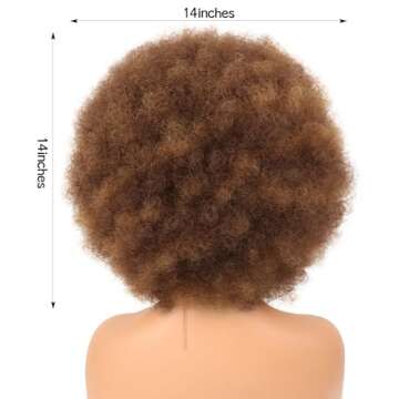 G&T Wig 70s Afro Puff Mixed Brown Wigs for Black Women Glueless Wear and Go Wig Natural Looking Fluffy and Large Bouncy Afro Wigs for Daily Party Use