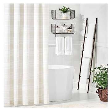 mDesign Free Standing Bath Towel Bar Storage Ladder - 5 Rungs, Bronze
