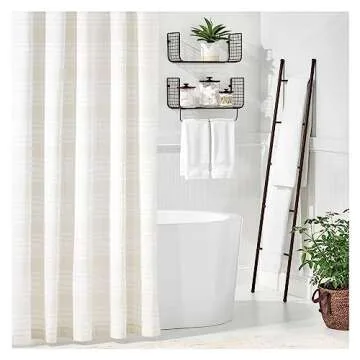 mDesign Free Standing Bath Towel Bar Storage Ladder - 5 Rungs, Bronze