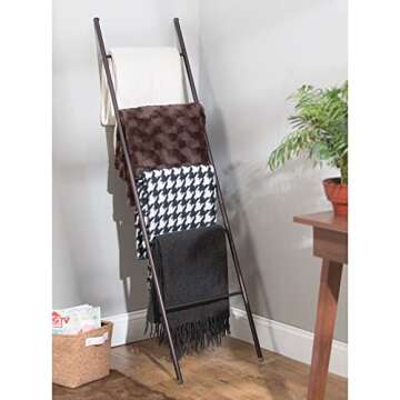 mDesign Free Standing Bath Towel Bar Storage Ladder - 5 Rungs, Bronze