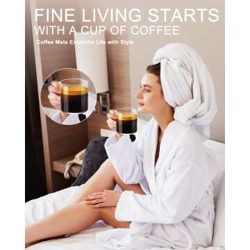 LUXU 4pcs Hand Blown Glass Coffee Mugs - 14oz