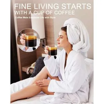 LUXU 4pcs Hand Blown Glass Coffee Mugs - 14oz