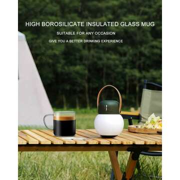 LUXU 4pcs Hand Blown Glass Coffee Mugs - 14oz