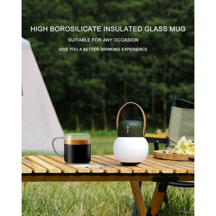 LUXU 4pcs Hand Blown Glass Coffee Mugs - 14oz