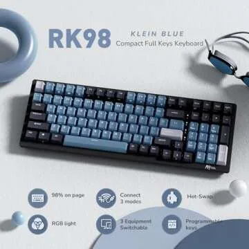 RK ROYAL KLUDGE RK98 Wireless Mechanical Keyboard, Triple Mode 2.4G/BT5.1/USB-C Hot Swappable Keyboa...