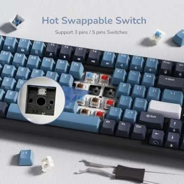RK ROYAL KLUDGE RK98 Wireless Mechanical Keyboard, Triple Mode 2.4G/BT5.1/USB-C Hot Swappable Keyboard with Number Pad, Pre-lubed Linear Switches RGB Backlit Gaming Keyboard, Software Support