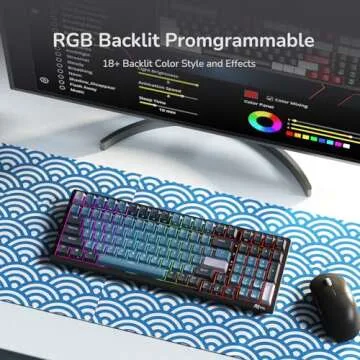 RK ROYAL KLUDGE RK98 Wireless Mechanical Keyboard, Triple Mode 2.4G/BT5.1/USB-C Hot Swappable Keyboard with Number Pad, Pre-lubed Linear Switches RGB Backlit Gaming Keyboard, Software Support