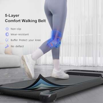 SupeRun Smart Walking Pad Treadmill, Under Desk Treadmill for Home Office, Quiet Portable Walking Tr...