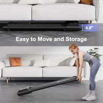 SupeRun Smart Walking Pad Treadmill, Under Desk Treadmill for Home Office, Quiet Portable Walking Treadmill with 2.2 HP, 250 lbs Capacity