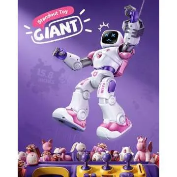 Ruko 1088 Smart Robot Toys for Kids, Large STEM Programmable Interactive RC Robot with Voice Control, App Control, Gifts for Boys & Girls Age 4 5 6 7 8 9, Pink
