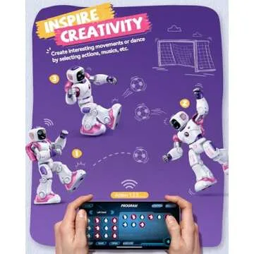 Ruko 1088 Smart Robot Toys for Kids, Large STEM Programmable Interactive RC Robot with Voice Control, App Control, Gifts for Boys & Girls Age 4 5 6 7 8 9, Pink