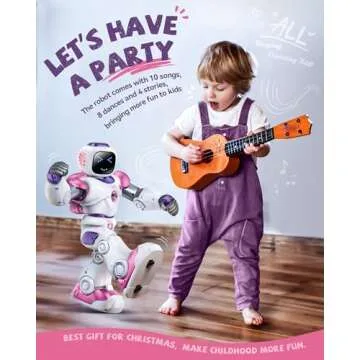 Ruko 1088 Smart Robot Toys for Kids, Large STEM Programmable Interactive RC Robot with Voice Control, App Control, Gifts for Boys & Girls Age 4 5 6 7 8 9, Pink