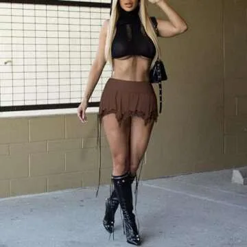 Y2K Sexy Lace Pleated Mini Skirt for Women