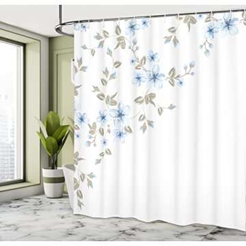 Ambesonne Cherry Blossom Shower Curtain, Blue Green 69"x70"