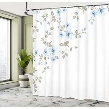 Ambesonne Cherry Blossom Shower Curtain, Blue Green 69"x70"