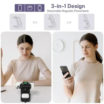 Smtcsl 3-in-1 Wireless Charging Station with Power Bank