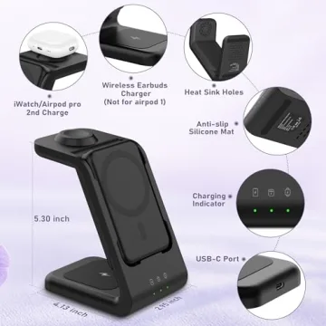 Smtcsl 3-in-1 Wireless Charging Station with Power Bank